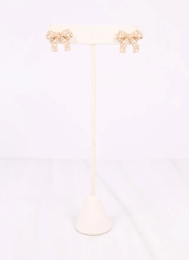 Paige Pearl Bow Earring GOLD