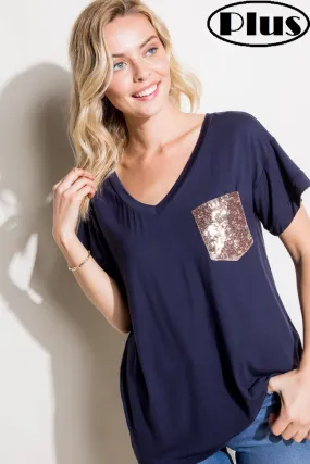 Plus Short Sleeve Sequin Tee