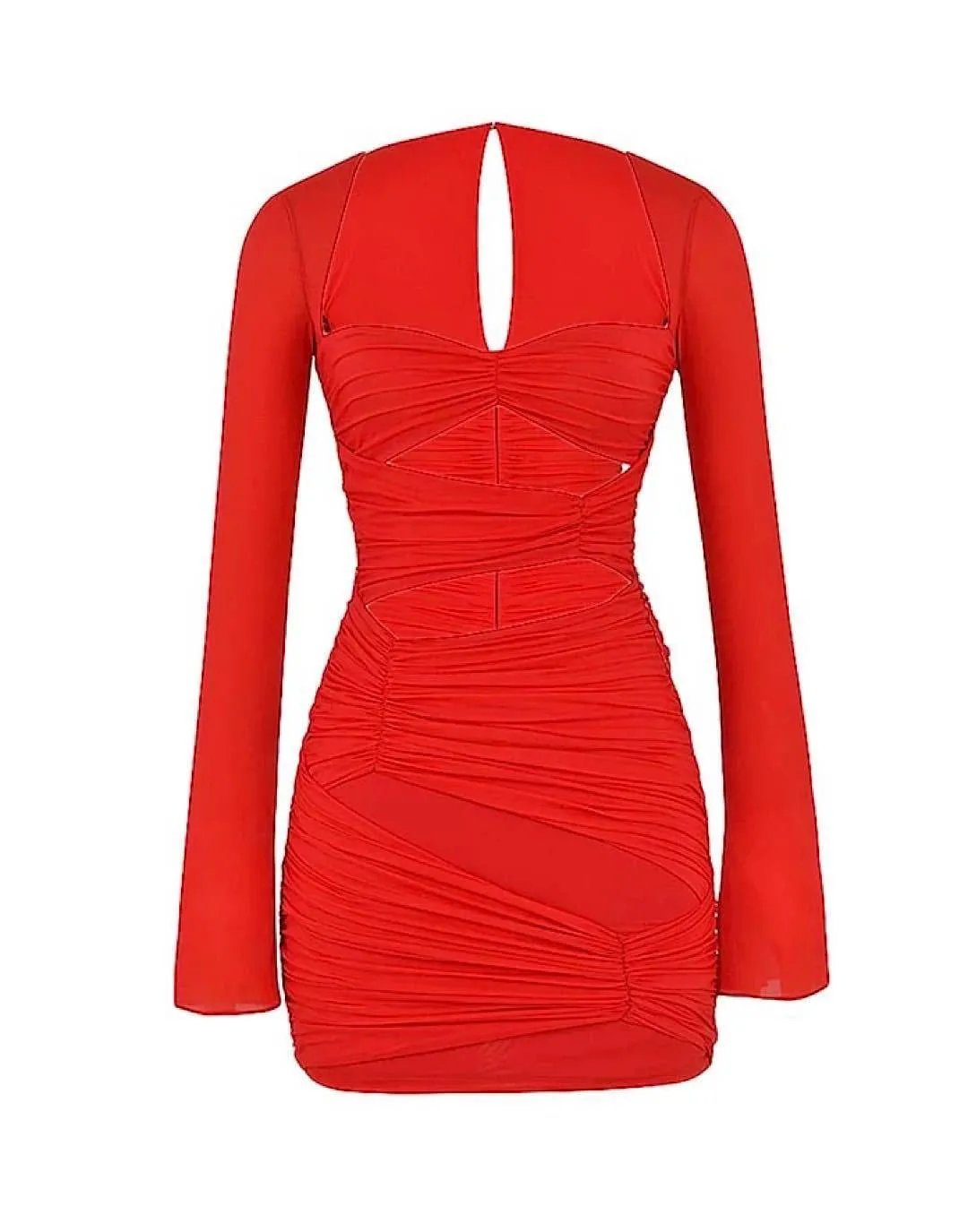 Red Cutout Square Neck Dress