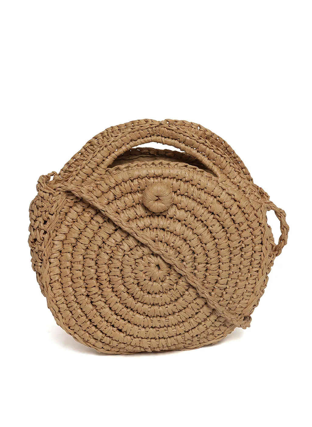 Round Jute Beige Color Sling Bag