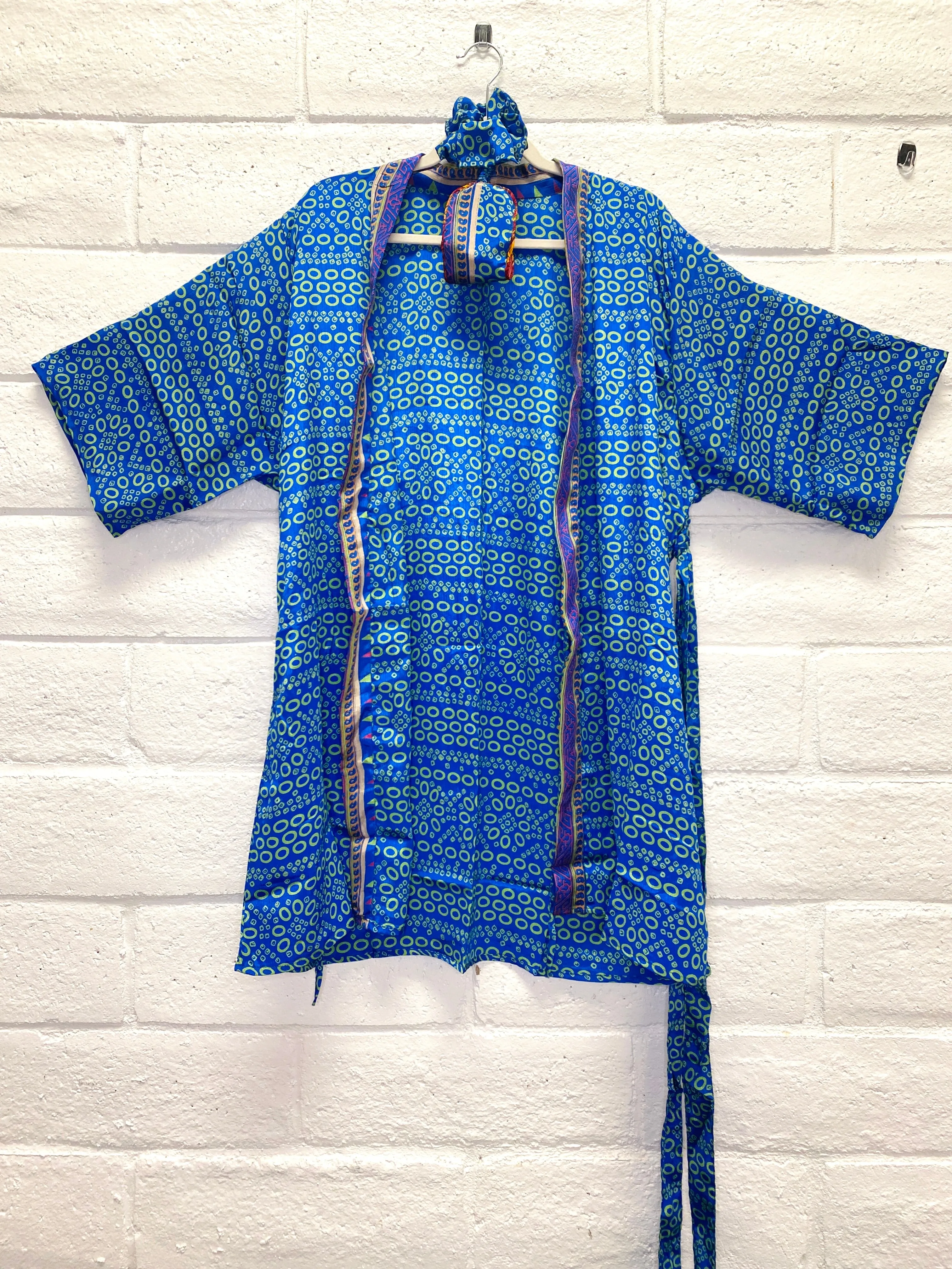 Silk Boho Robe - S/M - Blue Gecko