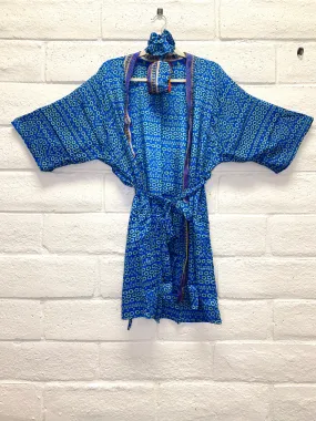 Silk Boho Robe - S/M - Blue Gecko