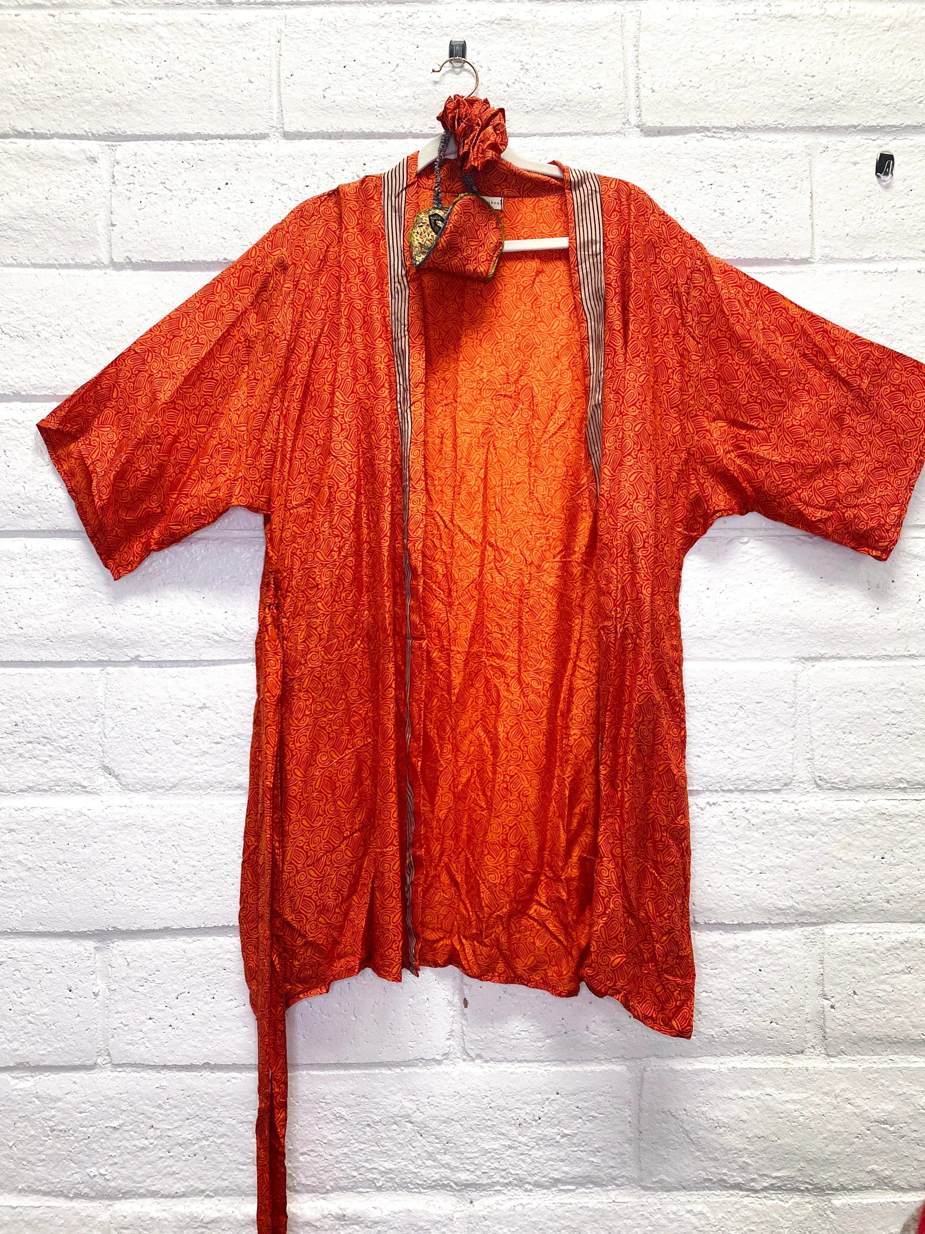 Silk Boho Robe - S/M - Naranja