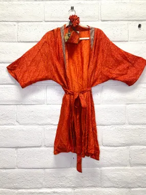 Silk Boho Robe - S/M - Naranja