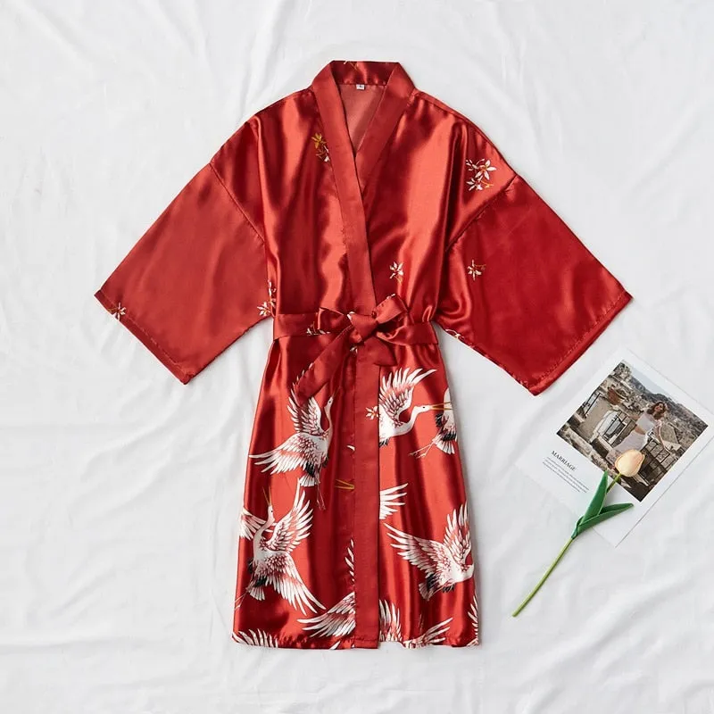 Silk Kimono Bride Dressing gown sleepwear Night Grow For Women