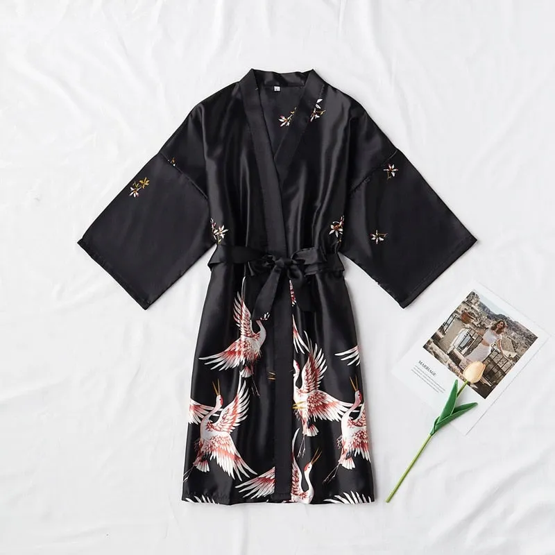 Silk Kimono Bride Dressing gown sleepwear Night Grow For Women