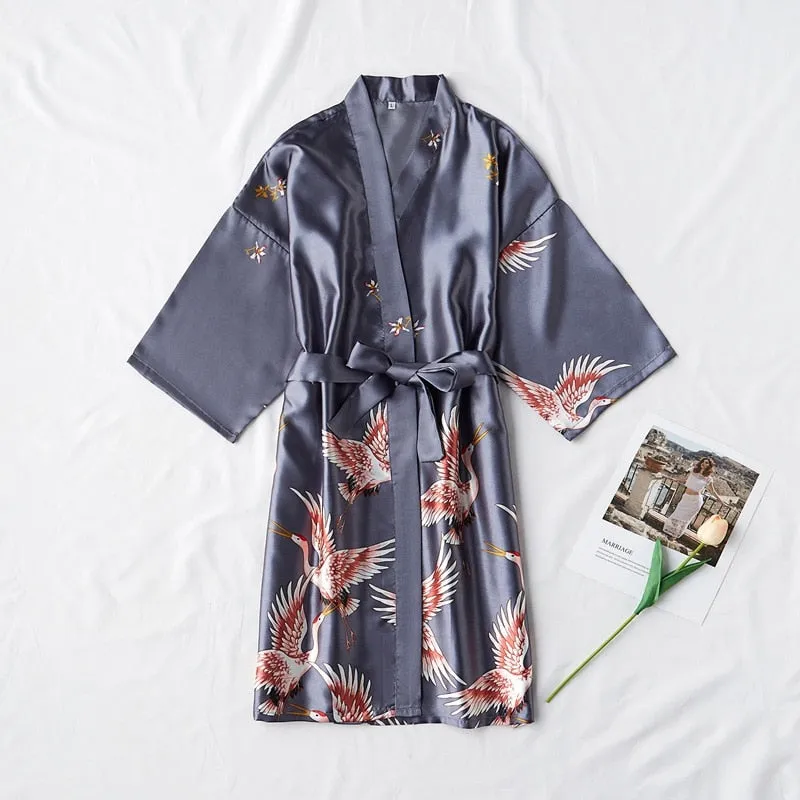 Silk Kimono Bride Dressing gown sleepwear Night Grow For Women