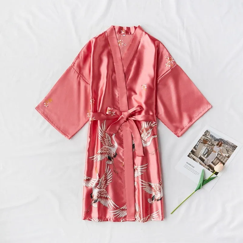 Silk Kimono Bride Dressing gown sleepwear Night Grow For Women