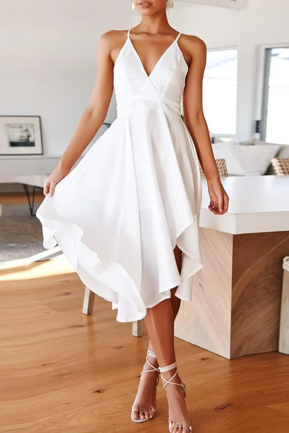 Sleeveless Open Back Mid Dress