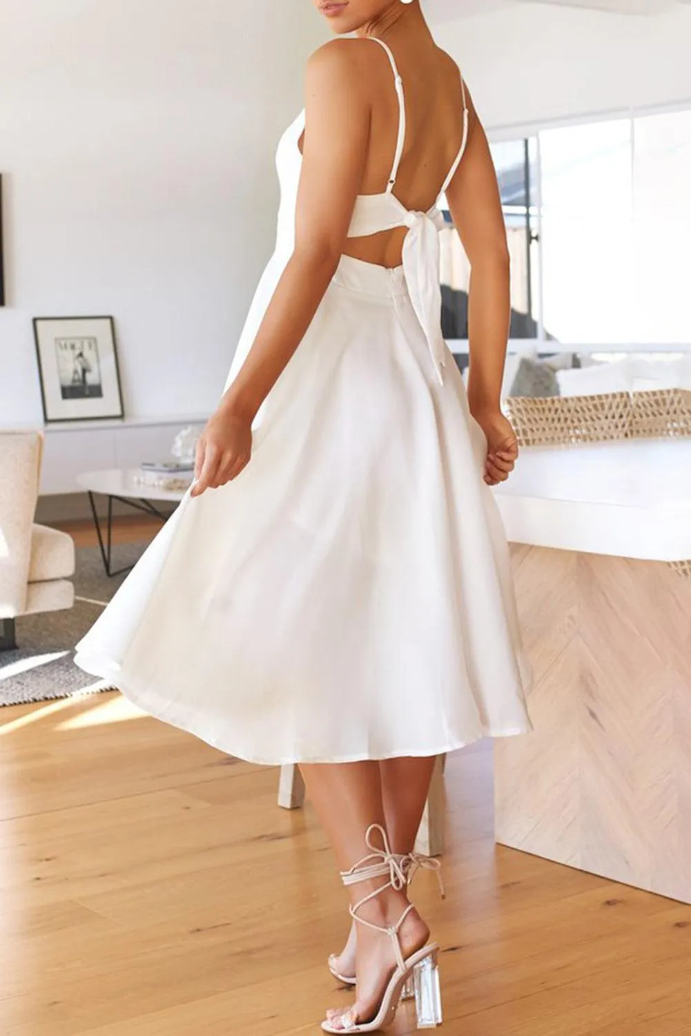 Sleeveless Open Back Mid Dress