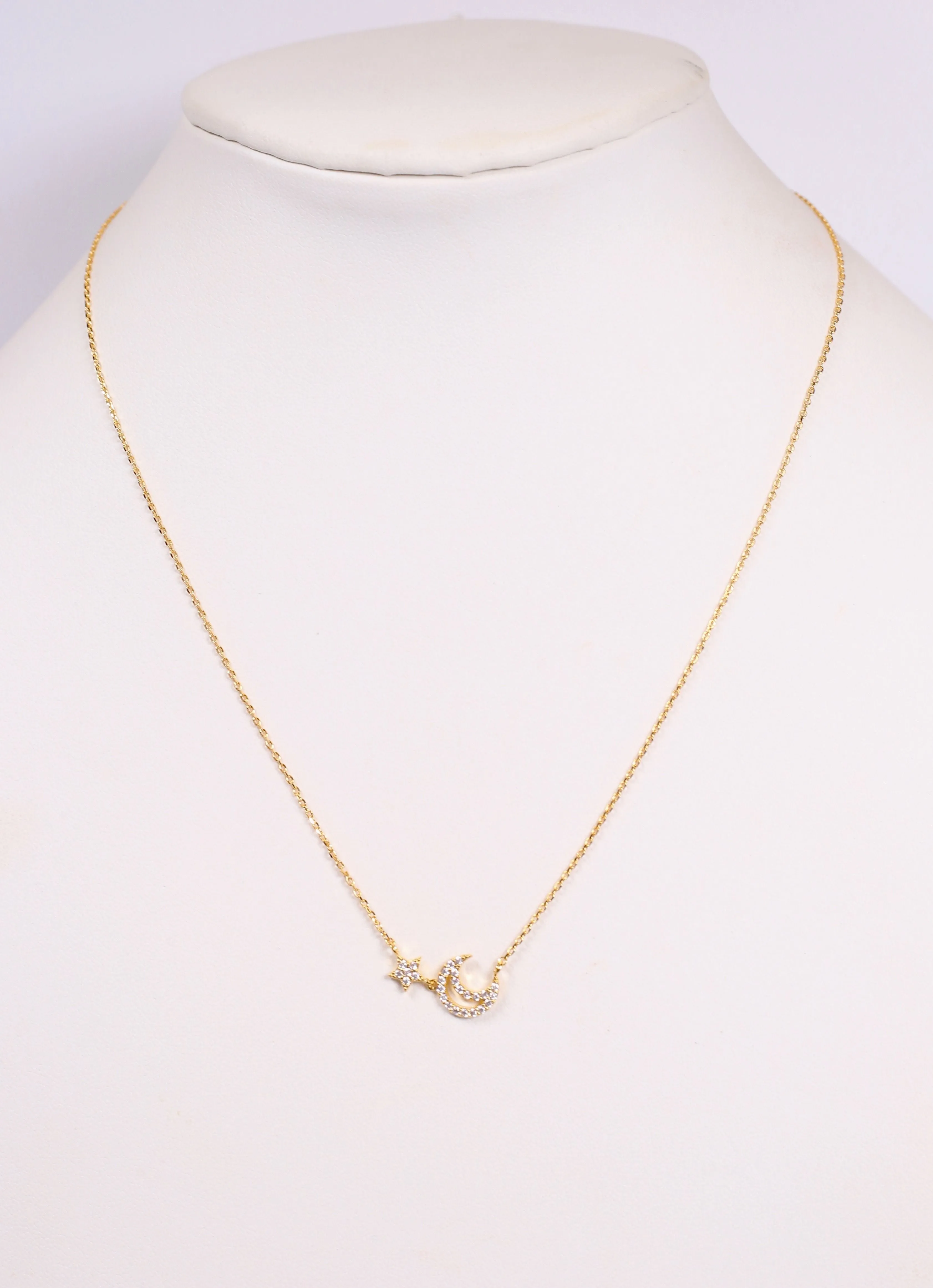 Sparkle Star & Moon Necklace GOLD