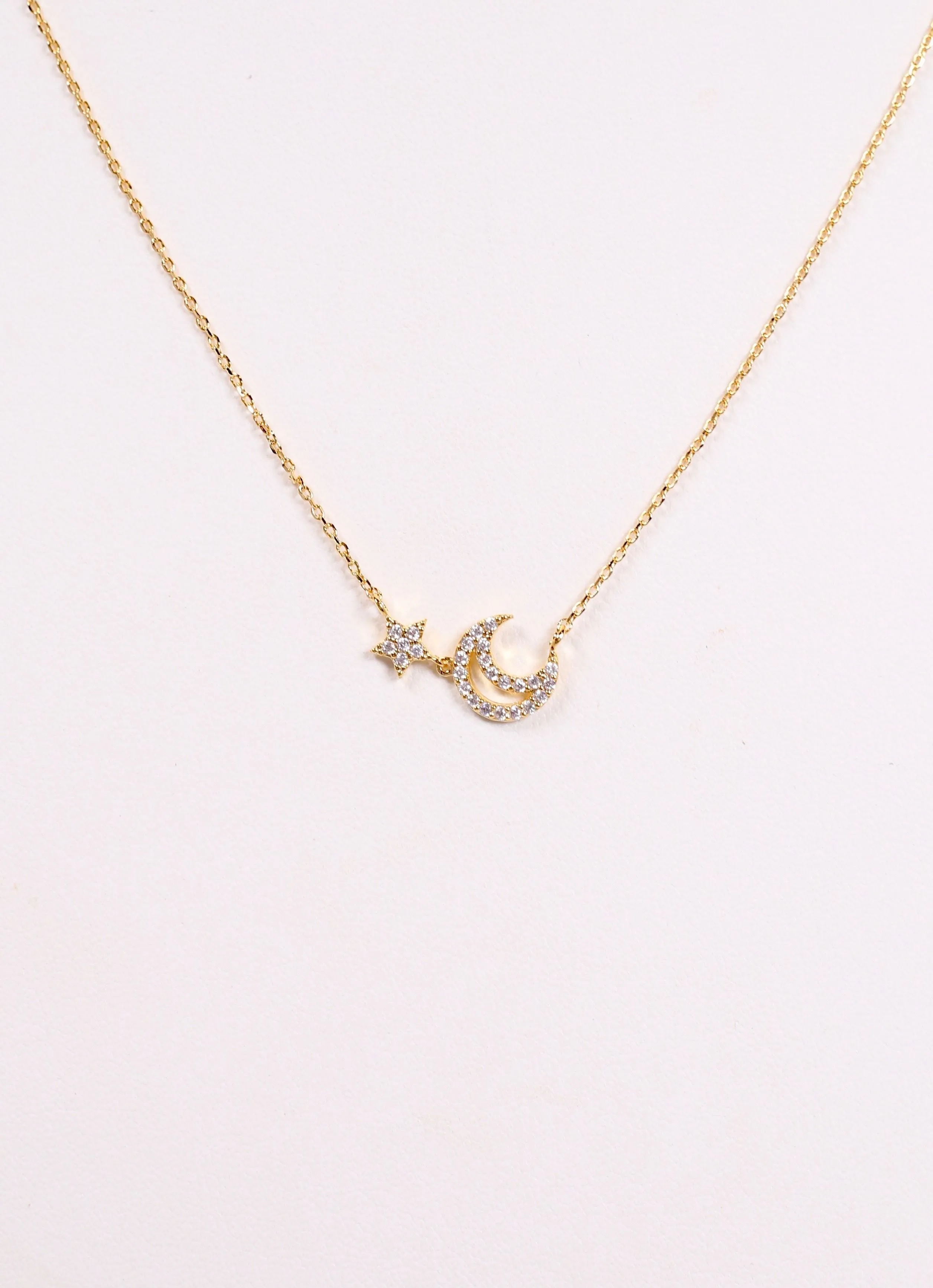 Sparkle Star & Moon Necklace GOLD