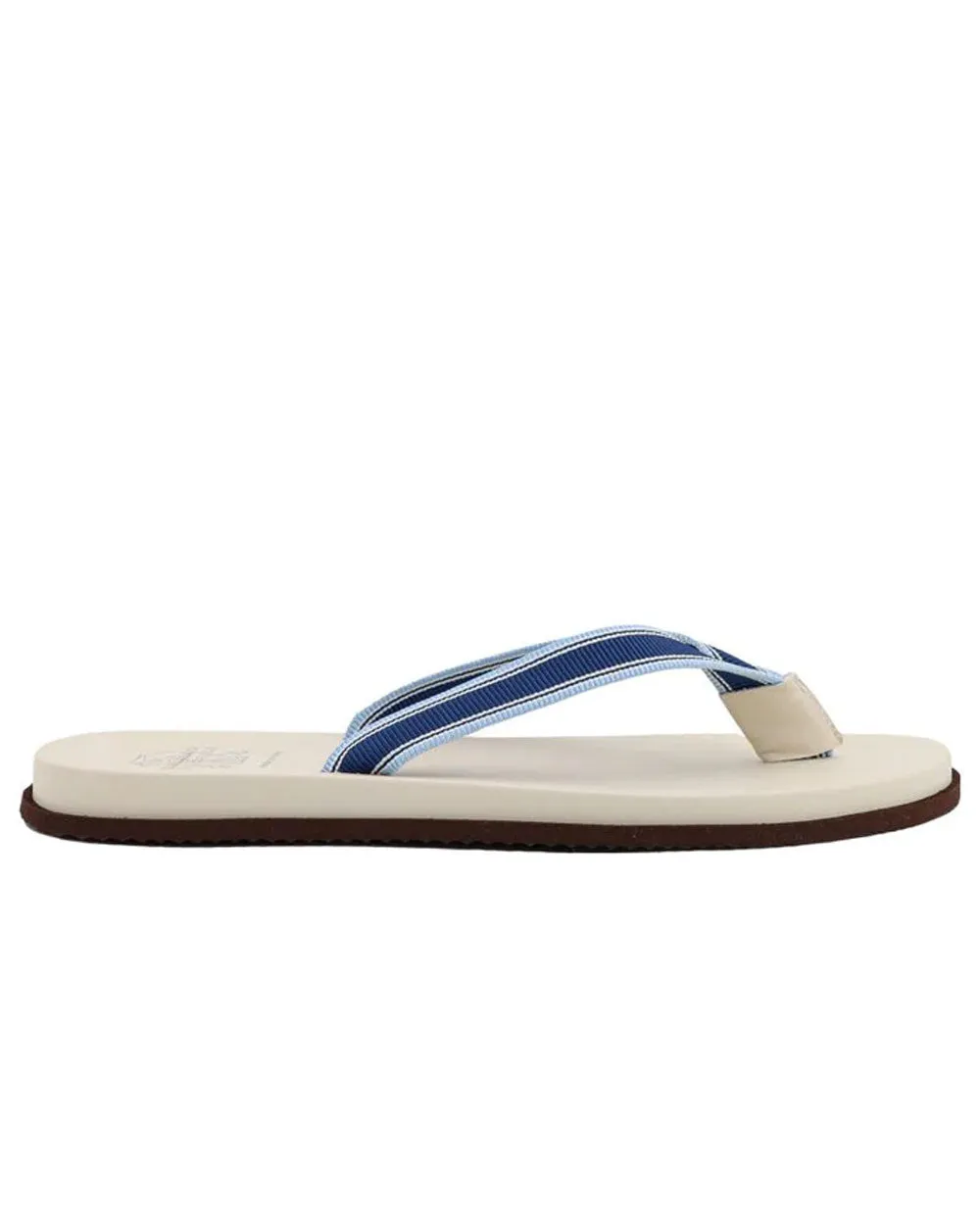 Striped Flip Flops in Denim and Bianco