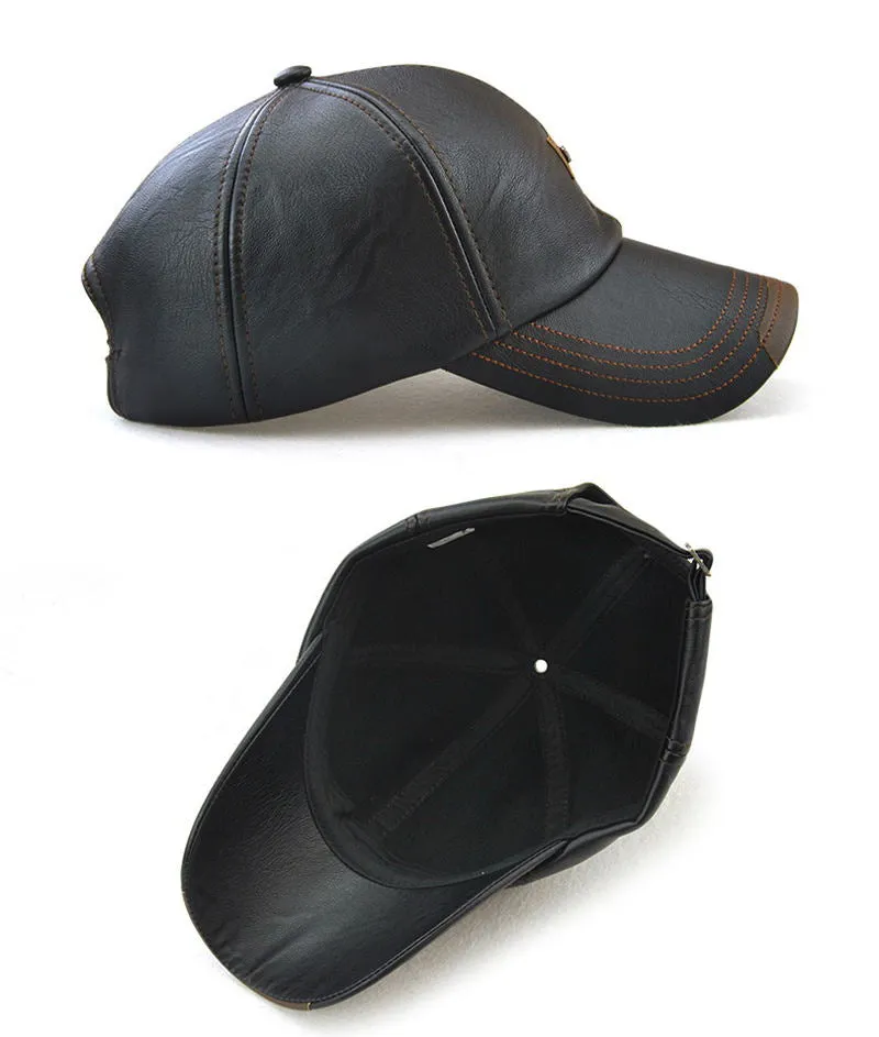 Synthetic Leather Adjustable Baseball Hip Hop Cap for Men and Women