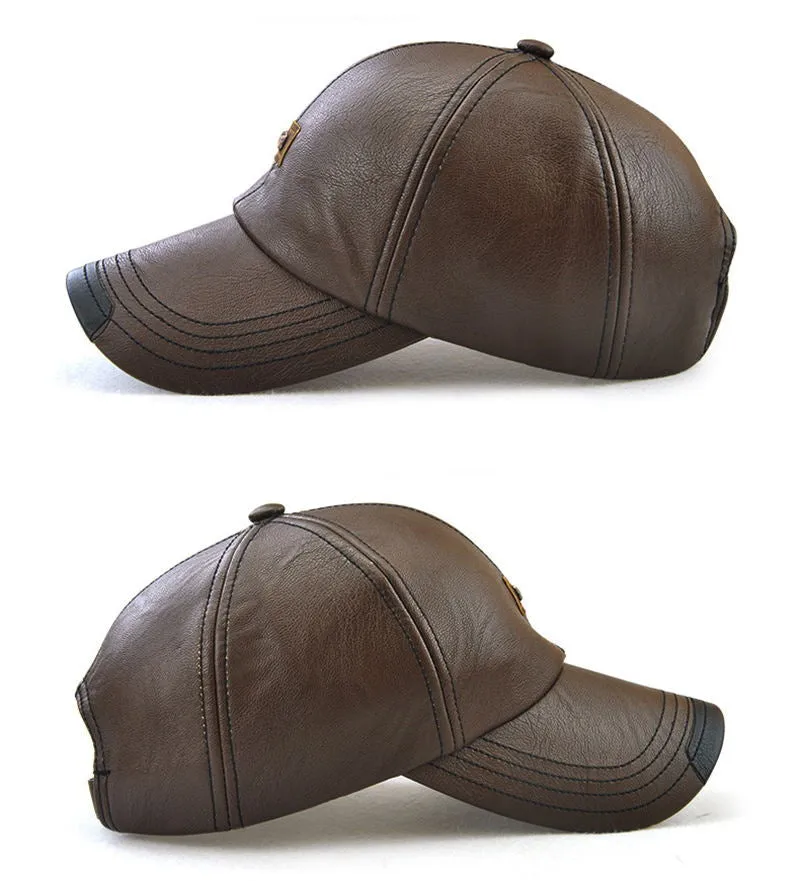 Synthetic Leather Adjustable Baseball Hip Hop Cap for Men and Women