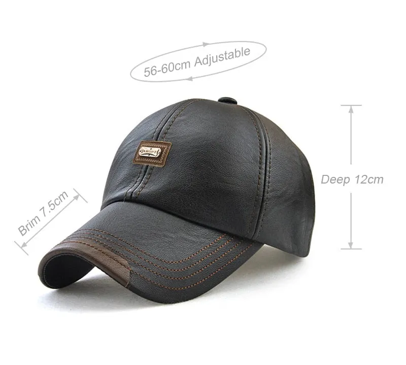 Synthetic Leather Adjustable Baseball Hip Hop Cap for Men and Women