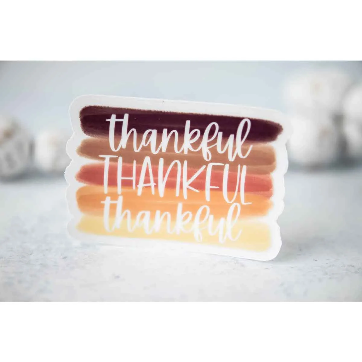 Thankful Ombre, Clear, Vinyl Sticker, 3x3