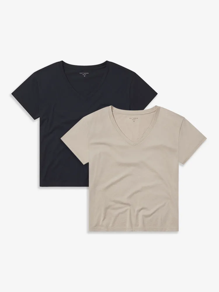 The Cotton Relaxed V-Neck Tee 2-Pack