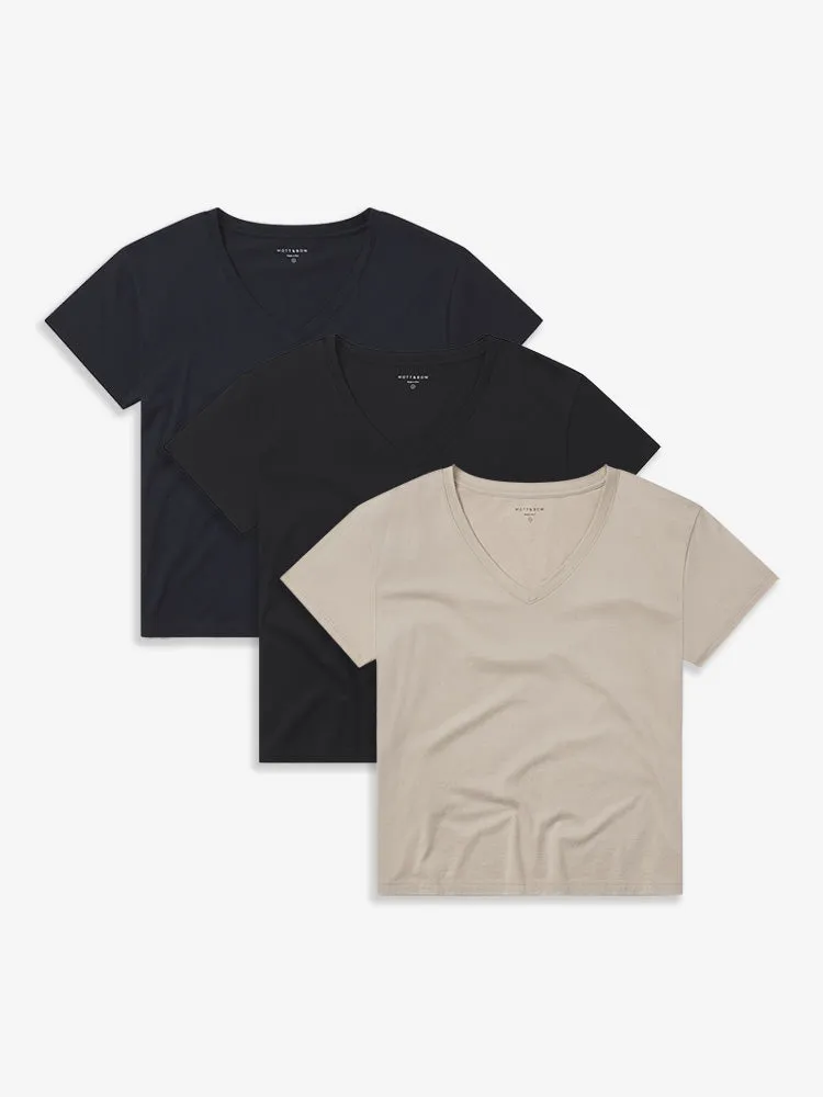 The Cotton Relaxed V-Neck Tee 3-Pack