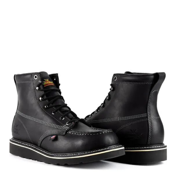 Thorogood Mens 6”inch American Heritage Soft Toe Midnight Series Boot(814-6206)- Black Leather