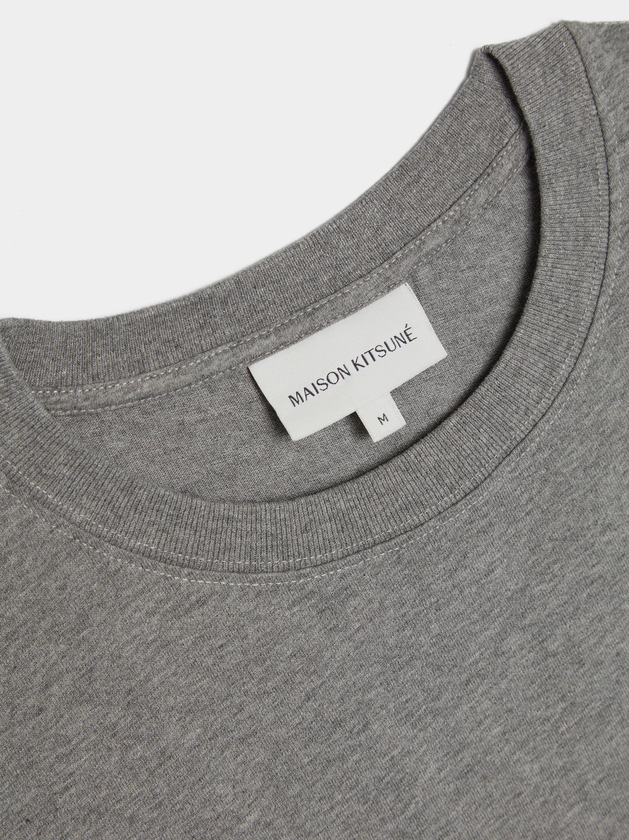 Tonal Fox Head Patch Comfort Tee Shirt, Medium Grey Melange