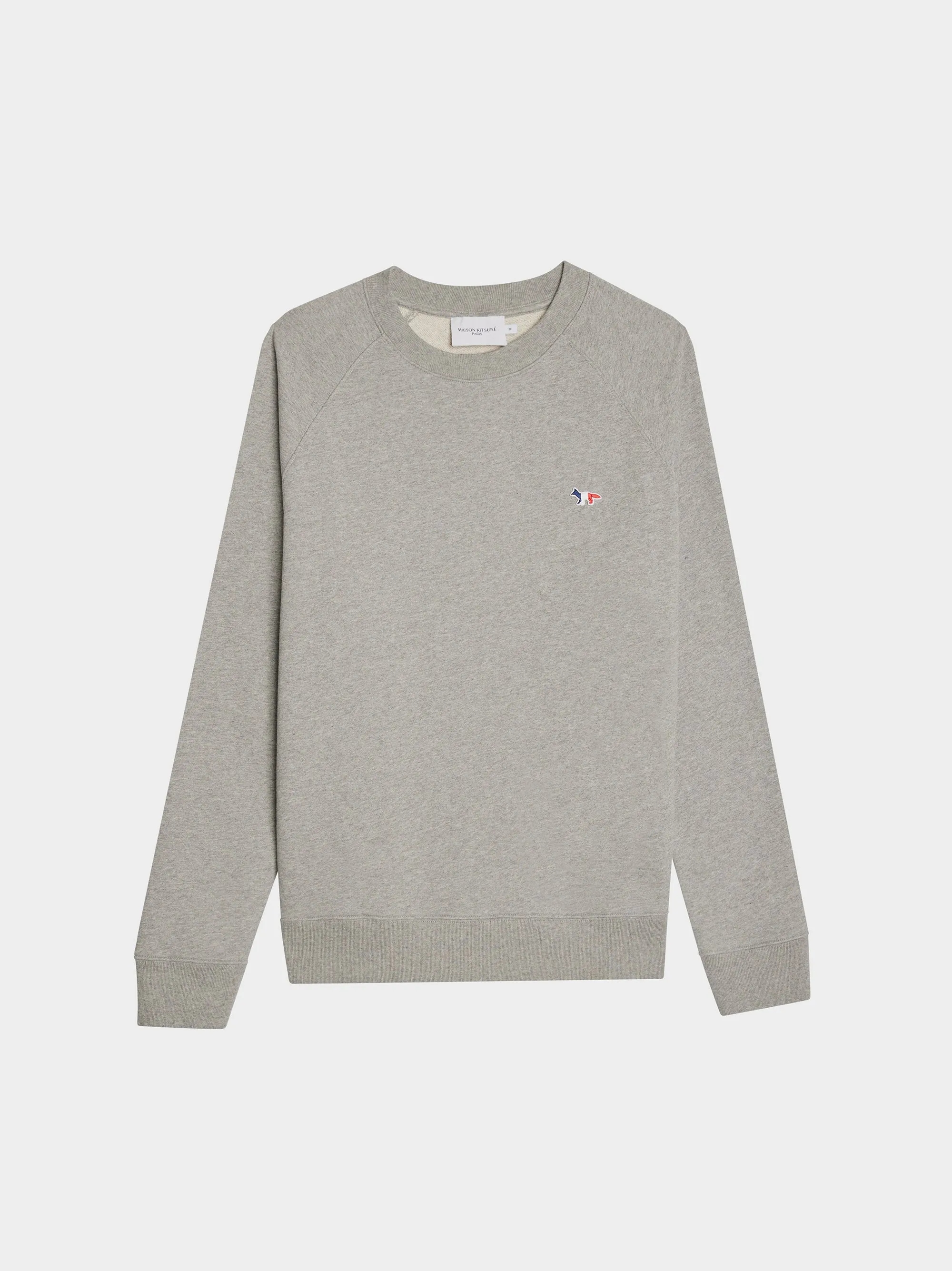 Tricolor Fox Patch Clean Sweatshirt, Grey Melange