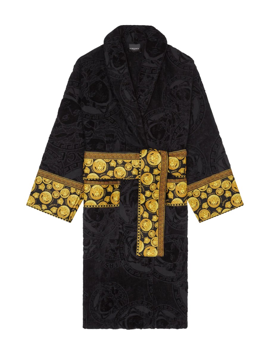 VERSACE    COTTON BATHROBE WITH PRINT I ♡ BAROQUE