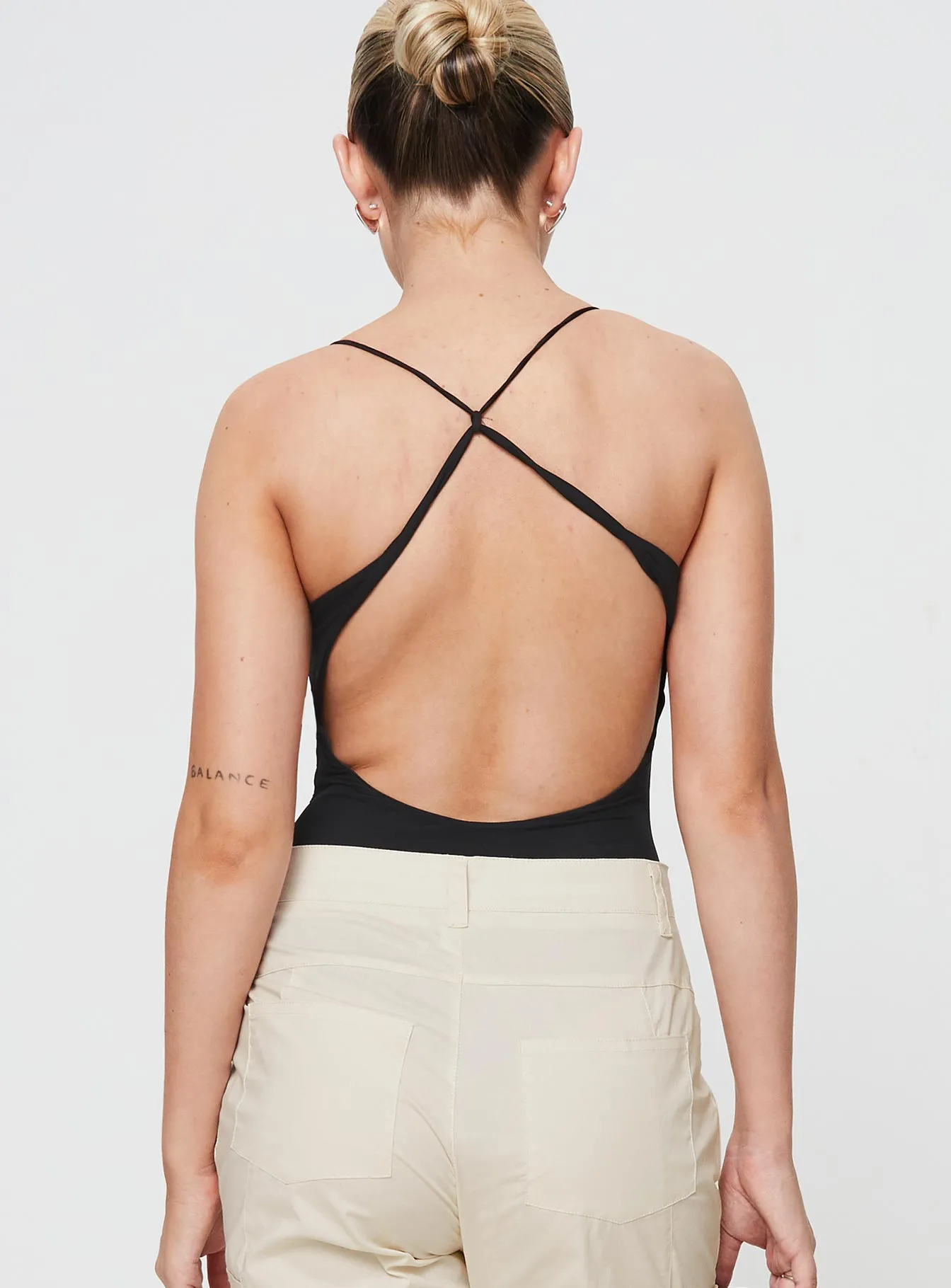 Wheller Open Back Bodysuit Black