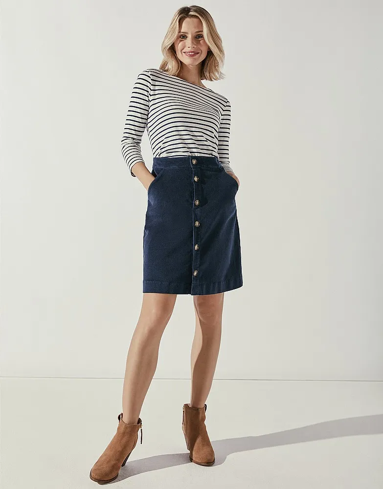 Women's Button Through Cord Skirt from Crew Clothing Company