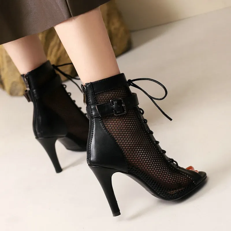 Women's Elegant Sexy Black Modern Comfortable Peep Toe High Heels