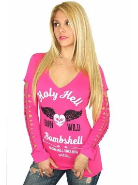 Women's Holy Hell Bombshell Slash Sleeve L/S Tee