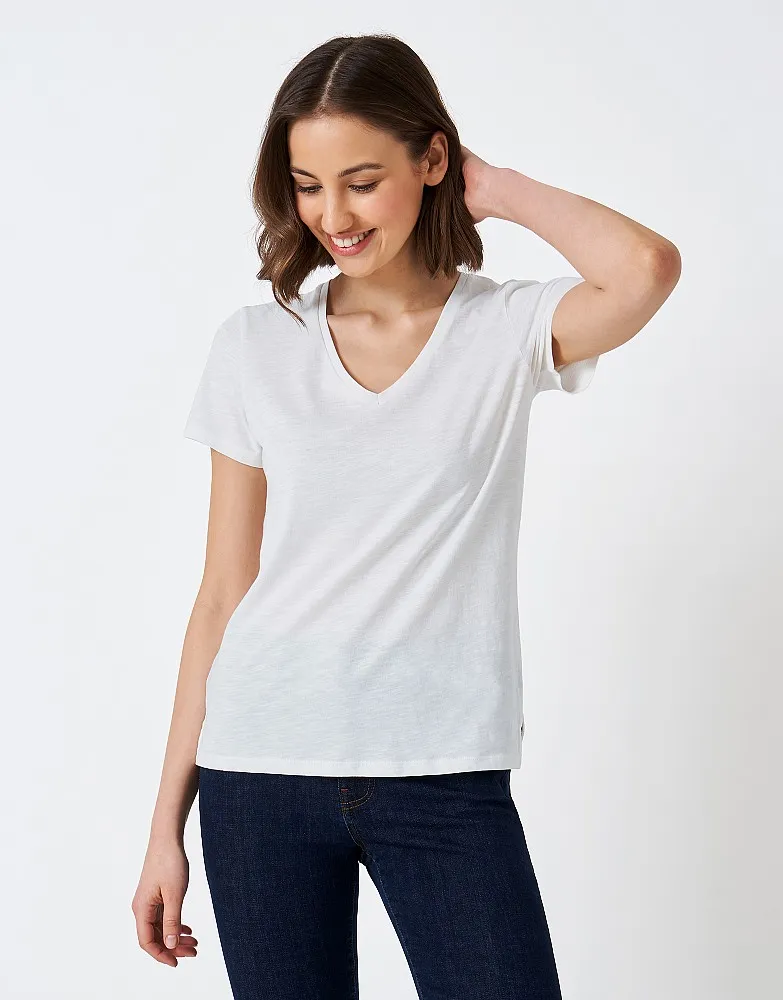 Women's Perfect V Neck Slub T-Shirt from Crew Clothing Company - White