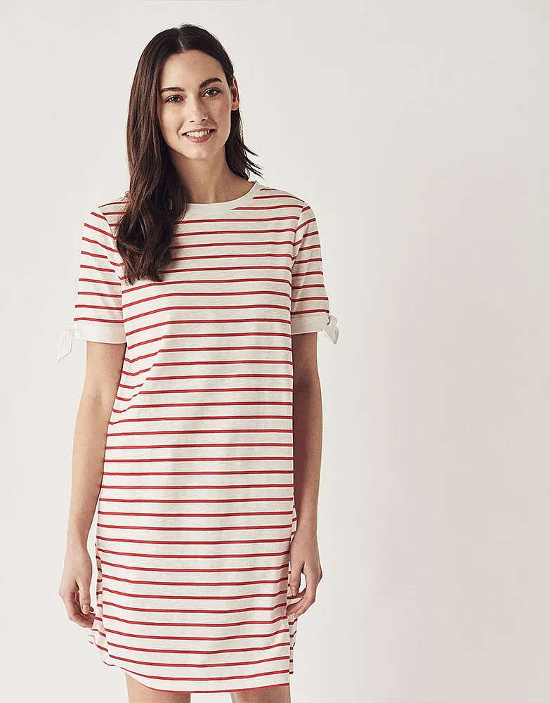 Women's Tie- Cuff Dress in Red Stripe from Crew Clothing