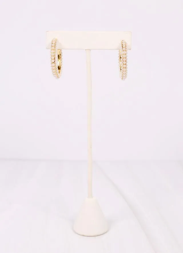 Woodard Pearl Hoop Earring GOLD