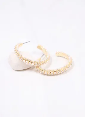 Woodard Pearl Hoop Earring GOLD