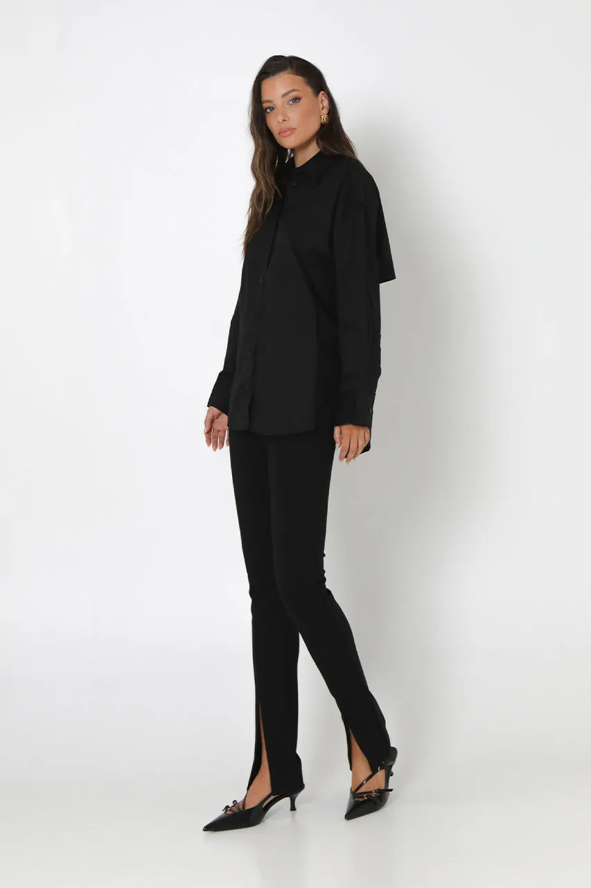 Zander Open Back Shirt | Black