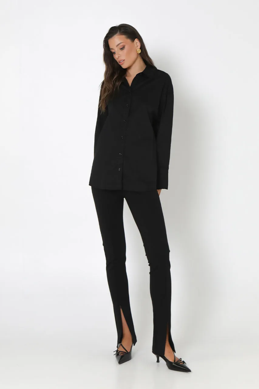 Zander Open Back Shirt | Black